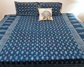 Indigo Bed Sheets, Size : 220X270 Cm
