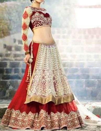 Designer Lehenga Choli With Creamcolor Lahenga and Net Fabric - 9501