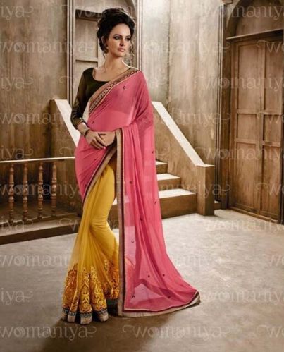 Designer Saree With Yellow Color