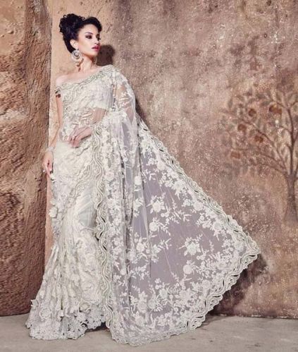 Georgette Designer Saree With White Color