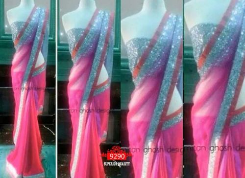 Net Designer Saree With Pink Color, Gender : Female