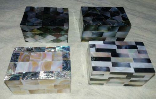 MOTHER OF PEARL WITH WOOD WOOD BOXES