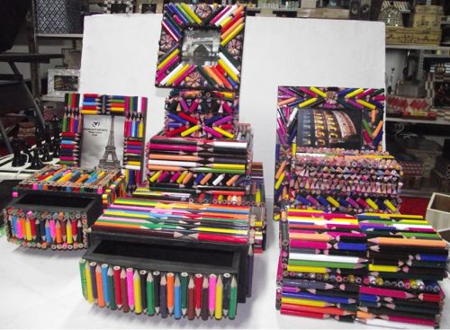 VARIOUS RECYCLE CUT PENCILS DESIGNER HOUSE WARE GIFT WARE OBJECTS.