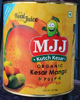 MJJ Organic Kesar Mango Pulp, Packaging Type : Tin Container