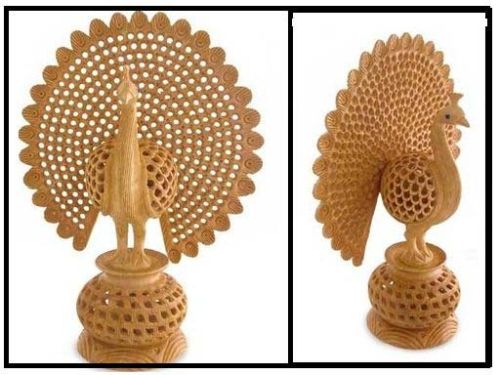 Wooden Dancing Peacock Statue