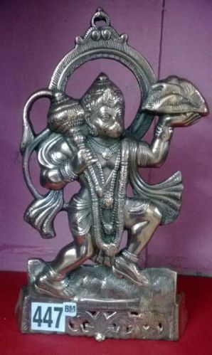 Polished Gunmetal Hanuman Statue, For Office, Temple