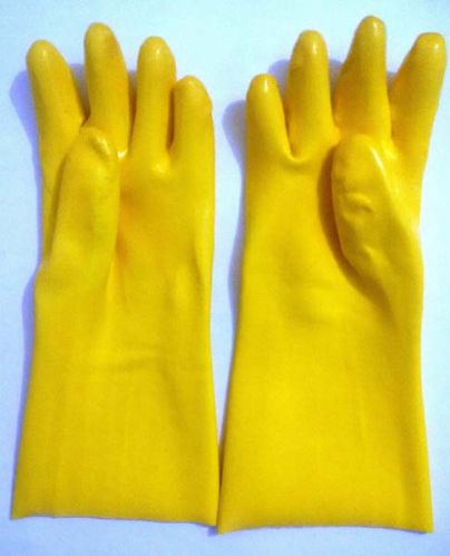 PVC Supported Hand Gloves, For Protection From Chemical, Packaging Type : Pair Is Pack In Plastic Bag