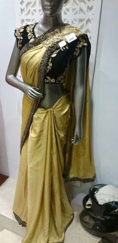 Plain Designer Sarees, Technics : Embroidery Work