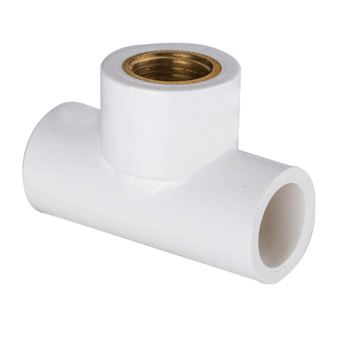 Calvin Round UPVC Brass Tee, Color : White