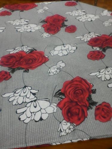 Plain Floral With Red Roses Poly Cotton Bedsheet Print Fabrics