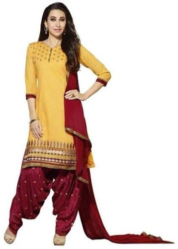Yellow Embroidered Chanderi Salwar Suits