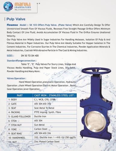 Paper Mill Pulp Valves