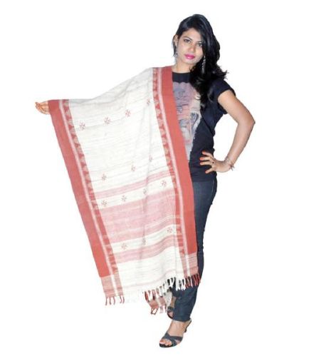 Kotpad Organic Dyed Cotton White Dupatta, Gender : Women