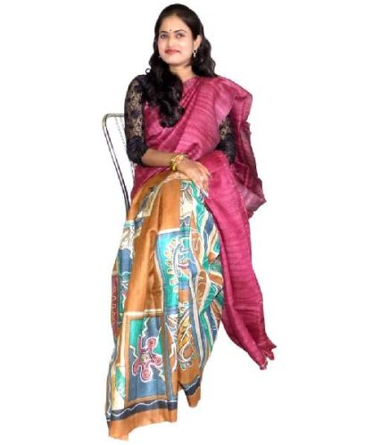 Multi Colored Tussar Silk Saree