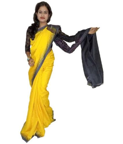 Yellow Tussar Silk Saree