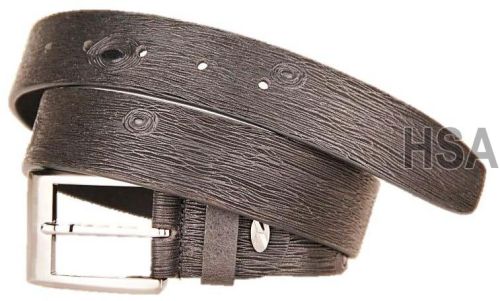 Zinc Metal Buckle Mens Leather Belt (G58956BLK)