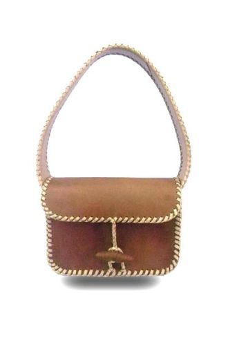 Leather Womens Hand Stitiched Bag, Color : Brown