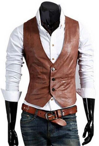 Plain Mens Leather Waistcoat, Size : XL