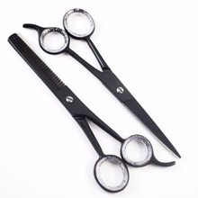 Black Color Hair Cutting & Thinning Scissors Set Barber Salon Scissors Set