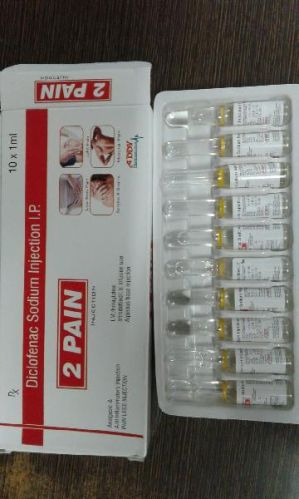 2 Pain Diclofenac Sodium Injection 99.99%, Packaging Type : Ampules, Packaging Size : 1ML