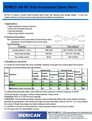 Adbest Ag-80 Tetra-functional Epoxy Resin, CAS No. : 28768-32-3