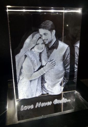 Polished 3D Crystal Photo Frames, Pattern : Plain