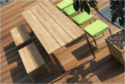 Teak with stainless steel Outdoor Dining Sets 210x100 cm