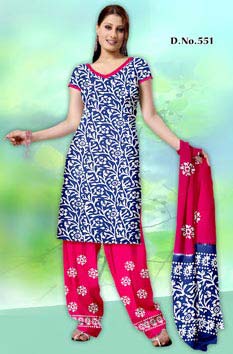 Batik Hand Block Print Dress Material, Technics : Attractive Pattern