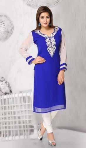Plain Ladies Embroidered Kurtis, Size : XL