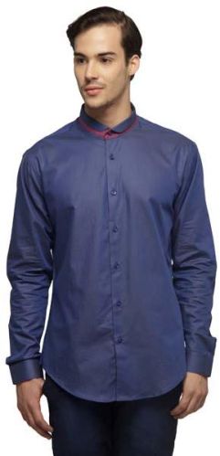 KARSCI Full Sleeve Blue Two-tone Cotton Shirt, Gender : Male