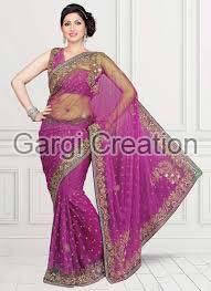 Embroidered Net Saree, Technics : Woven
