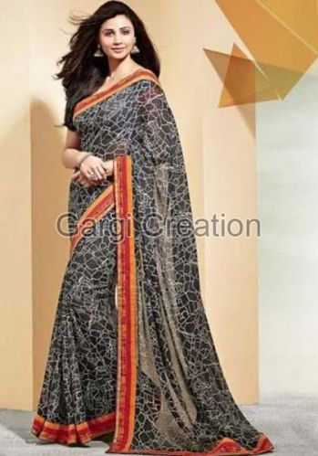 Chiffon Printed Saree, Technics : Woven