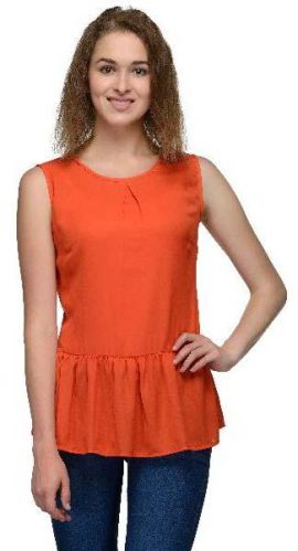 Polyester Orange Peplum Ladies Tops