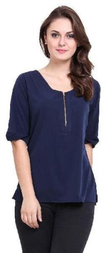 Women Scooped Neck 34 Sleeves Ladies Tops