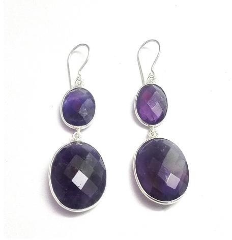 Amethyst Gemstone Silver Earring Jewellery