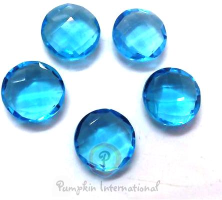 Blue Topaz Round Shape Briolette Cut Gemstone