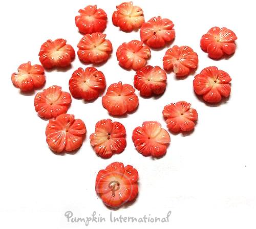 Pink Coral Carving Flowers