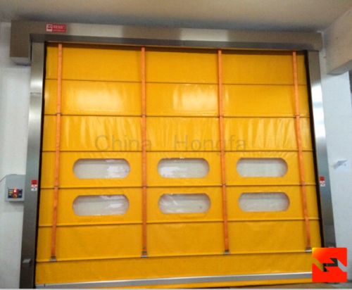 Fabric+PVC/Stainless Steel Finish High Speed Roll Up Stacking Door