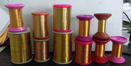 Raw Polyster Golden Zari Thread, For Embroidery, Knitting, Stitching, Weaving, Length : 1000-1500mtr