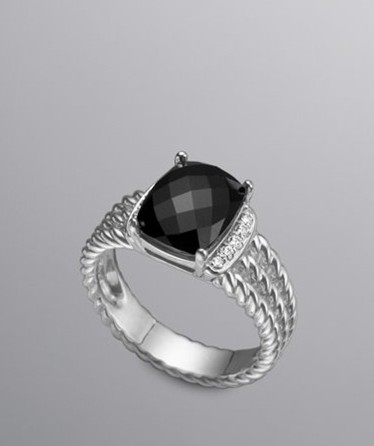 10x8mm Petite Wheaton Silver Ring Black Onyx