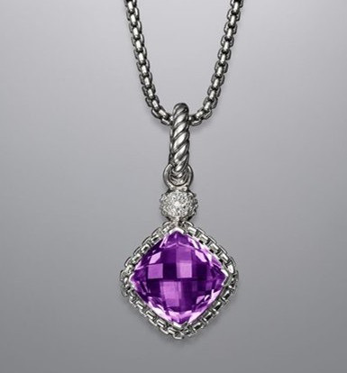 Cushion On Point Charm Amethyst Pendant 11mm