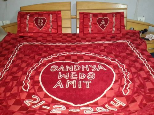 Satin Customized Bedsheets, For Wedding Anniversary Gift, Size : On Customer Requirement