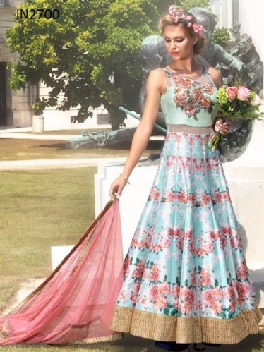 Pure Bhagalpuri Digital Print With Handwork Gown JN2700