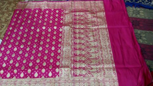 Banarasi Katan Silk Sarees, Color : Red Blue