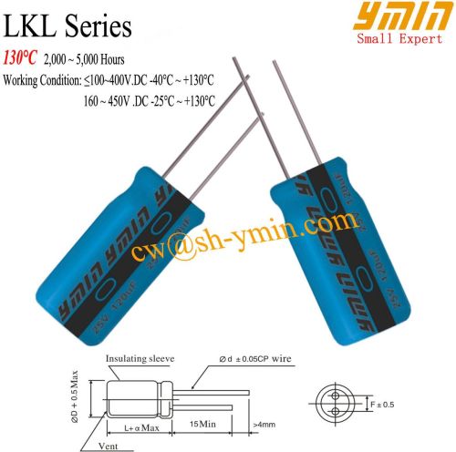 130C 2000 5000 Hours Radial Electrolytic Capacitor RoHS Compliant LKL