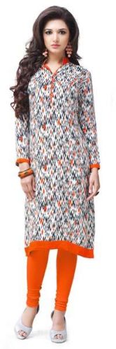 Daily Wear Orange Coloured Viscose Stitched Kurti