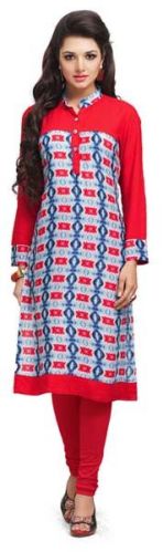 Daily Wear Red Coloured Viscose Stitched Kurti