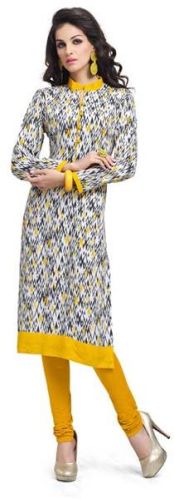 Daily Wear Yellow Coloured Viscose Stitched Kurti
