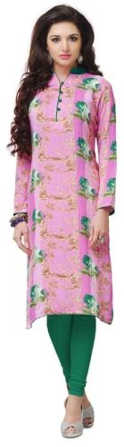 Pink Coloured Viscose Stitched Kurti, Size : M, XL, XXL