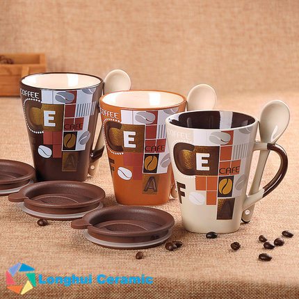 Coffee Mug Top diameter:8.8cm, Height:10.5cm, spoon length: 12cm